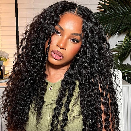 Deep Wave Wear Go Glueless Wigs 7x5 HD Lace Pre Cut Lace Closure Wigs