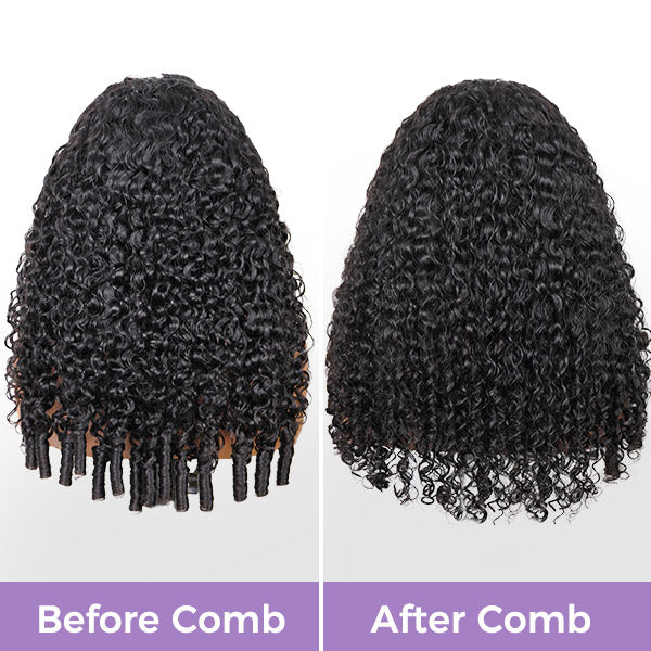 3 In 1 Half Wig | Burmese Curly Glueless Wear Go Half Wig With Elastic Drawstring Seamless Flip Over Wig