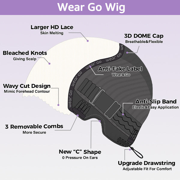 Water Wave Pre-Bleached Knots Snug Fit Drawstring Wear Go Wigs 7x5 HD Lace 100% Glueless Pre-cut Lace Closure Wigs Preplucked Natural Hairline