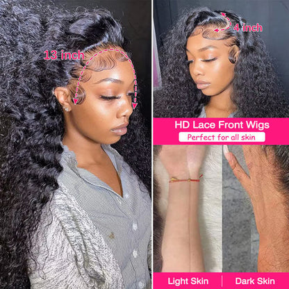 Water Wave Wigs HD Lace Front Wigs Wet And Wavy Brazilian Human Virgin Hair Preplucked Natural Hairline
