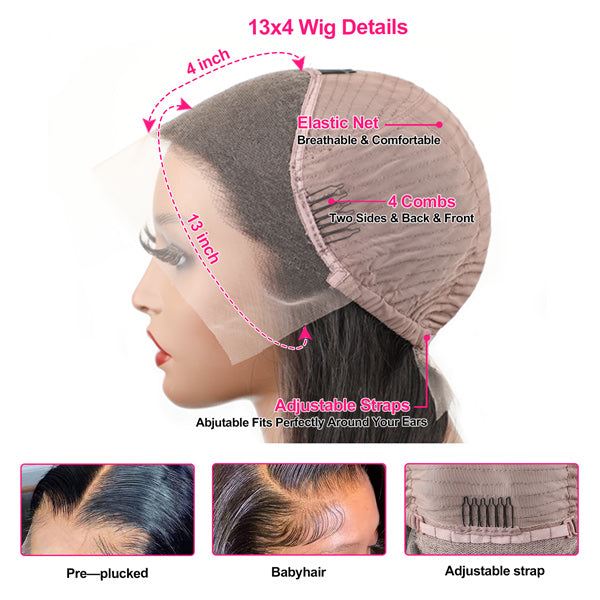Unprocessed Soft and Healthy Hair Body Wave Lace Front Wig Skin Melt HD Lace Wigs Brazilian Human Virgin Hair Natural Black