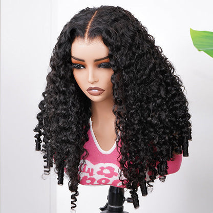 Burmese Curly Glueless Wig Bleached Knots Pre-cut 7x5 9x6 HD Lace Wear Go Wigs With Elastic Drawstring