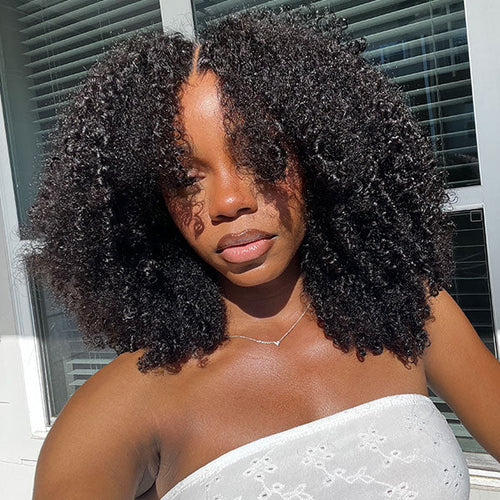 Afro Curly Wear Go Glueless Wig Pre-cut 7x5 HD Lace With Bleached Knots