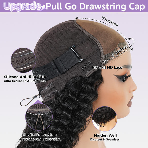 Kinky Curly Wear Go Wigs 7x5 HD Lace Pre Cut Lace Closure 100% Glueless Wigs
