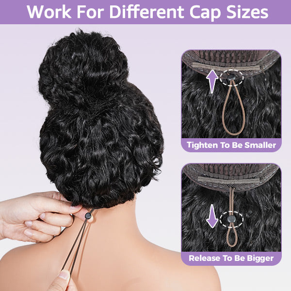 Burmese Curly Glueless Wig Bleached Knots Pre-cut 7x5 9x6 HD Lace Wear Go Wigs With Elastic Drawstring