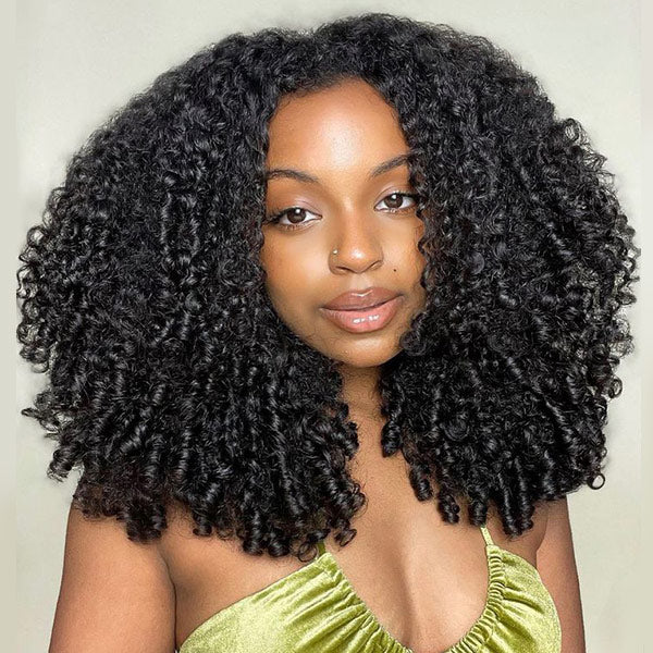 Burmese Curly Glueless Wig Bleached Knots Pre-cut 7x5 9x6 HD Lace Wear Go Wigs With Elastic Drawstring