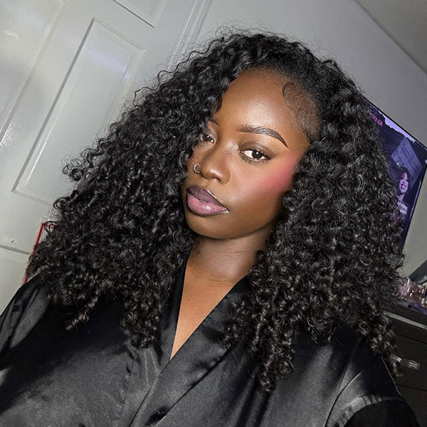 Burmese Curly Invisi-Drawstring Pre-Cut Lace 360 Glueless Wig With Bleached Knots Snug Fit Wear Go Wig