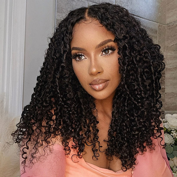 Burmese Curly Invisi-Drawstring Pre-Cut Lace 360 Glueless Wig With Bleached Knots Snug Fit Wear Go Wig