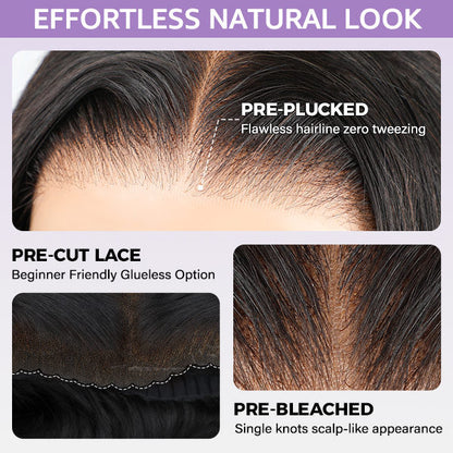 Glueless Layered Cut Yaki Straight Wear Go Wig Pre-Cut 9x6 T Part Lace Bob Wig With Elastic Drawstring