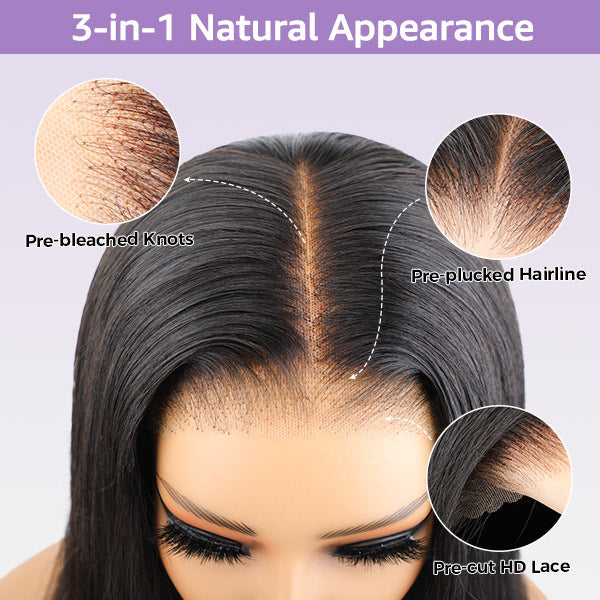 Deep Wave Wear Go Glueless Wigs 7x5 HD Lace Pre Cut Lace Closure Wigs