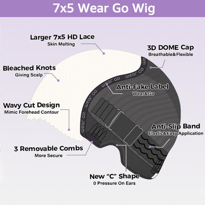 Afro Curly Wear Go Glueless Wig Pre-cut 7x5 HD Lace With Bleached Knots