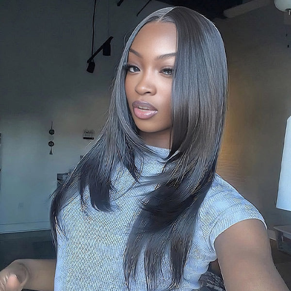 Straight Layered Cut Wear Go Glueless Wig Bleached Knots Pre Cut HD Lace Wig