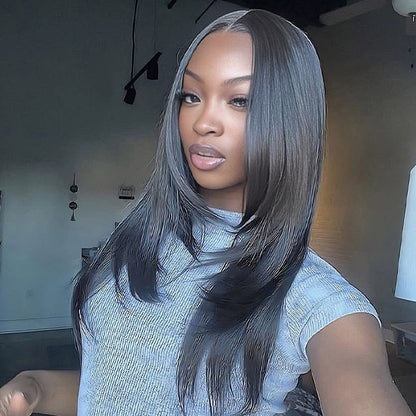 Straight Layered Cut Wear Go Glueless Wig Bleached Knots Pre Cut HD Lace Wig