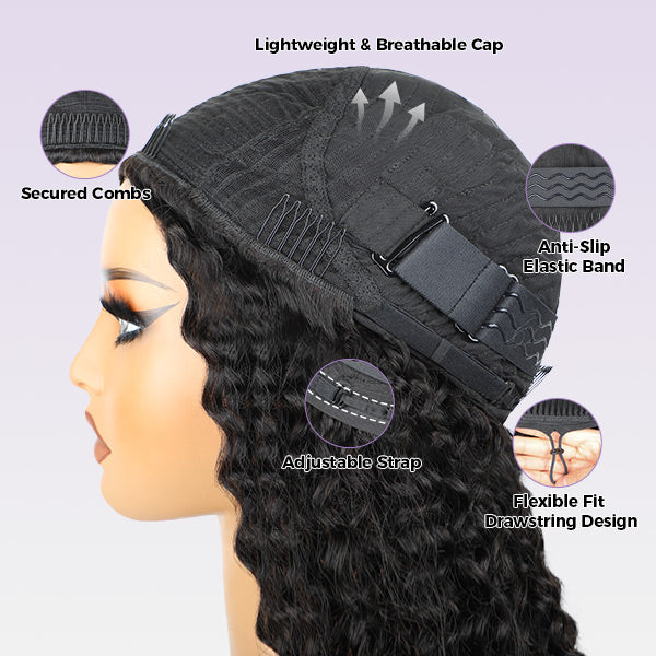 3 In 1 Half Wig | Glueless Invisible Water Wave Wear Go Half Wig Flip Over Human Hair Wig