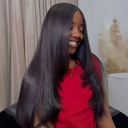 Straight Layered Cut Wear Go Glueless Wig Bleached Knots Pre Cut HD Lace Wig