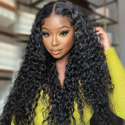 Water Wave Pre-Bleached Knots Snug Fit Drawstring Wear Go Wigs 7x5 HD Lace 100% Glueless Pre-cut Lace Closure Wigs Preplucked Natural Hairline