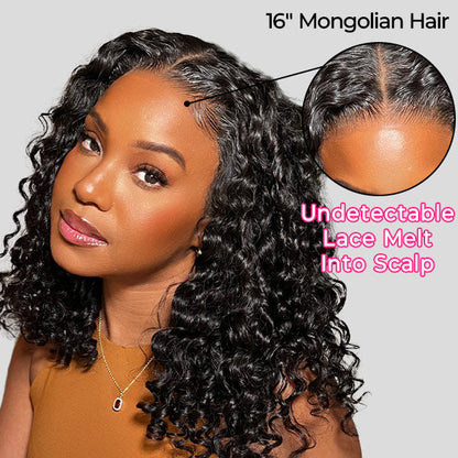Wear Go Wigs Water Wave Hair Pre Cut 7x5 HD Lace Closure Short Bob Glueless Wig