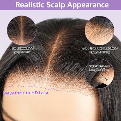 Body Wave Face-Framing Curtain Bangs Layered Cut Bleached Knots Wear Go Glueless Wig