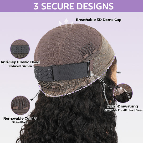 Loose Wave Bleached Knots Invisi-Drawstring 360 Lace Glueless Wig With Pre-plucked Natural Hairline