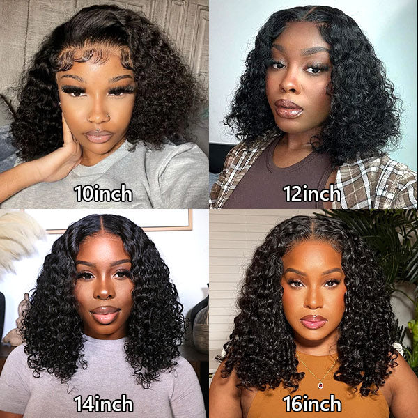 Wear Go Wigs Water Wave Hair Pre Cut 7x5 HD Lace Closure Short Bob Glueless Wig