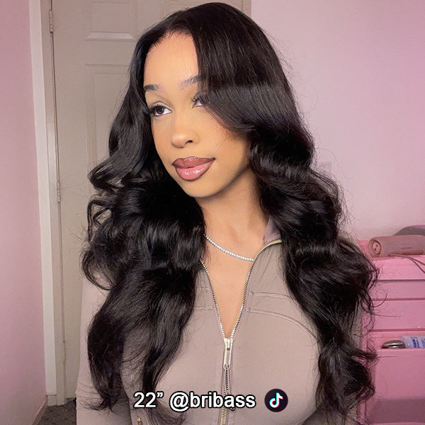 Body Wave Face-Framing Curtain Bangs Layered Cut Bleached Knots Wear Go Glueless Wig