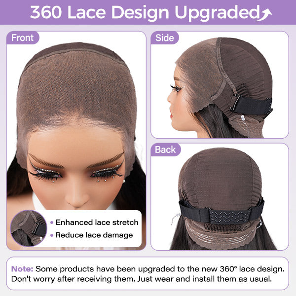 Kinky Curly Invisi-Drawstring Pre-Cut 360 Lace Glueless Wig With Bleached Knots Pre-Plucked Hairline