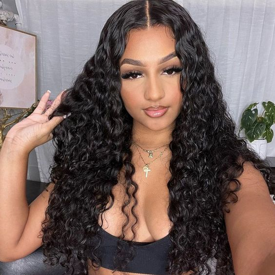 Water Wave Pre-Bleached Knots Snug Fit Drawstring Wear Go Wigs 7x5 HD Lace 100% Glueless Pre-cut Lace Closure Wigs Preplucked Natural Hairline