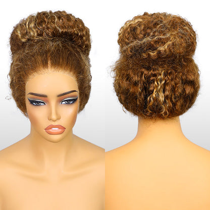 Water Wave Highlight Ombre 4/27 Wear Go Glueless Wig Pre-cut 360 Lace Frontal Wig