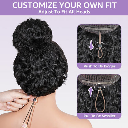 Glueless Layered Cut Yaki Straight Wear Go Wig Pre-Cut 9x6 T Part Lace Bob Wig With Elastic Drawstring