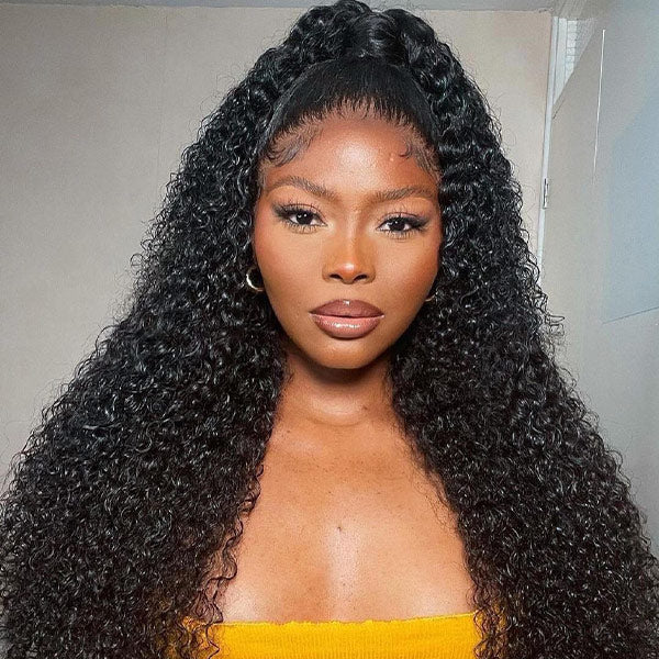 M-Cap Kinky Curly Wear Go Wigs Bleached Knots Pre Cut 9x6 HD Lace Glueless Human Hair Wigs For Women