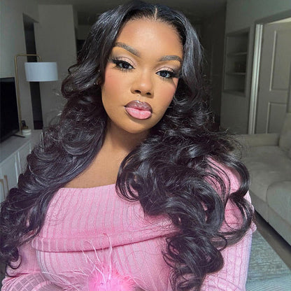 Body Wave Face-Framing Curtain Bangs Layered Cut Bleached Knots Wear Go Glueless Wig