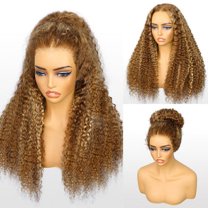 Water Wave Highlight Ombre 4/27 Wear Go Glueless Wig Pre-cut 360 Lace Frontal Wig