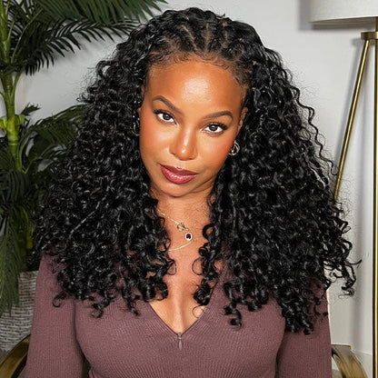 3 In 1 Half Wig | Glueless Invisible Water Wave Wear Go Half Wig Flip Over Human Hair Wig