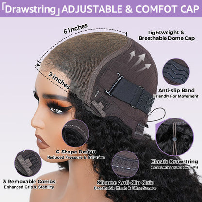 Burmese Curly Glueless Wig Bleached Knots Pre-cut 7x5 9x6 HD Lace Wear Go Wigs With Elastic Drawstring