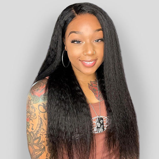 Kinky Straight Hair Wear Go Glueless Wigs 7x5 HD Lace Pre Cut Lace Closure Wigs