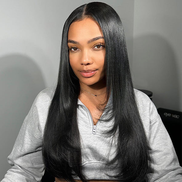 Sleek Straight Pre-cut 7x5 HD Lace Wear Go Glueless Wig Bleached Invisible Knots